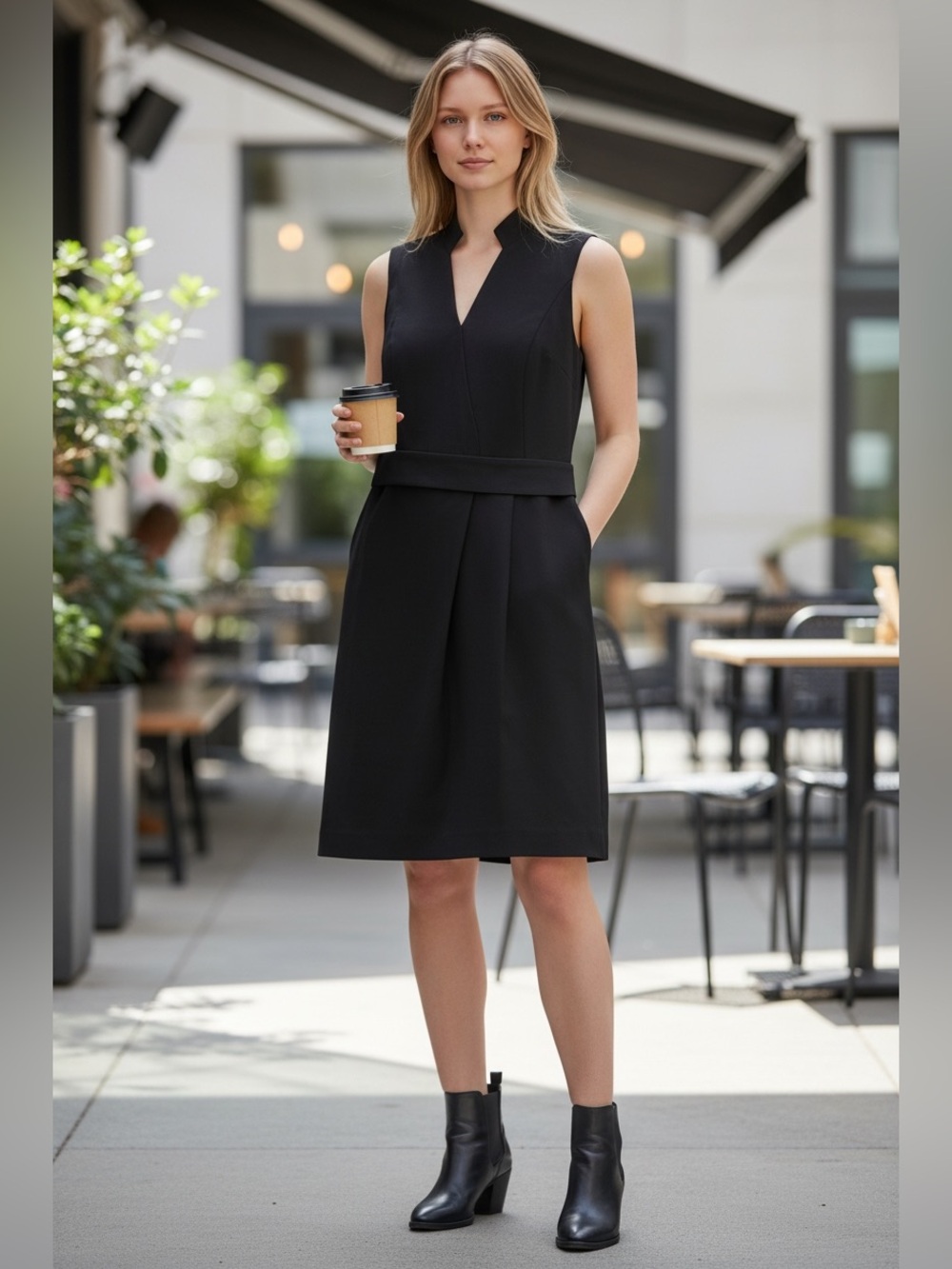 Akris Punto New Sleeveless Sheath Dress In Black With Pockets Size US 14